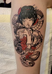 tatuaż japoński geisza smok