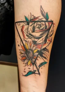 tatuaż kwiaty słonecznik róze