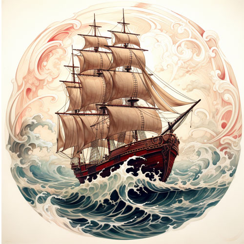 wzór tatuażu – statek 1