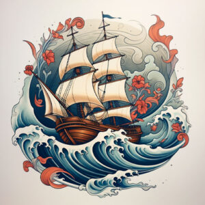wzór tatuażu - statek 5