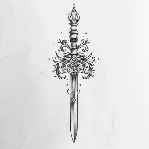 wzór tatuażu – sztylet 98