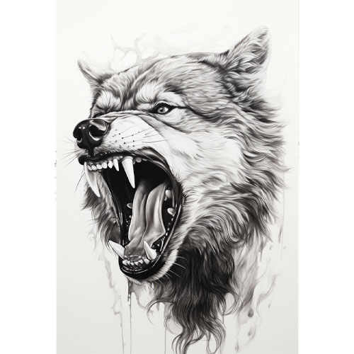 wzór tatuażu – wilk 16