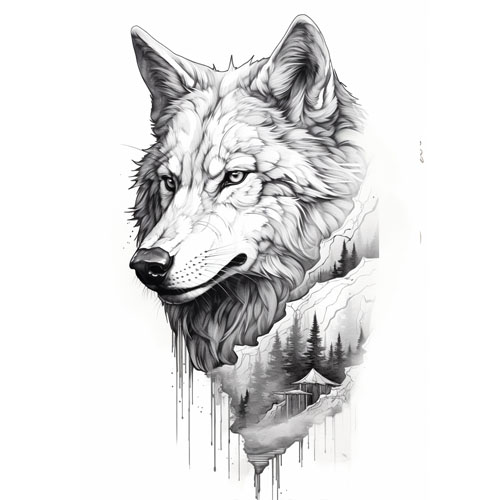wzór tatuażu – wilk 31