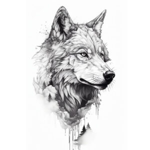 wzór tatuażu - wilk 35
