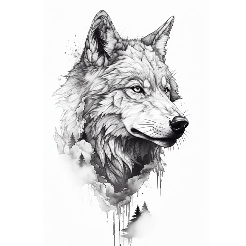 wzór tatuażu – wilk 35