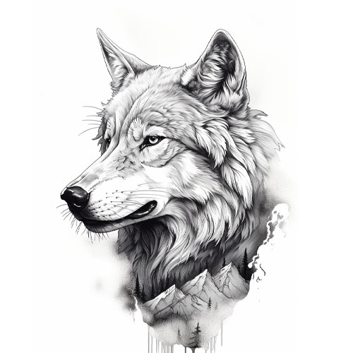 wzór tatuażu – wilk 36